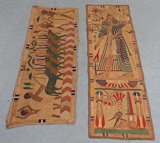 2 European Egyptian Revival Cleopatra Oxen Textile