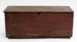 C.1762 New England Red Painted Pine Blanket Chest