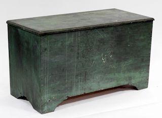 LARGE New England Green Painted Pine Blanket Chest