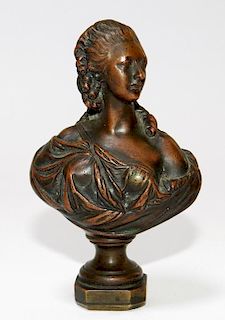 French A. Vetu Neoclassical Bronze Bust Stamp Seal