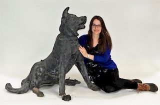 RARE 19C Cast Zinc Molosser Jennings Dog Sculpture