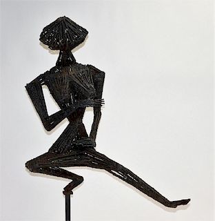 John Risley Steel Wire Rod Nude Dancer Sculpture