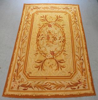 French Ivory Field Floral Aubusson Textile Carpet