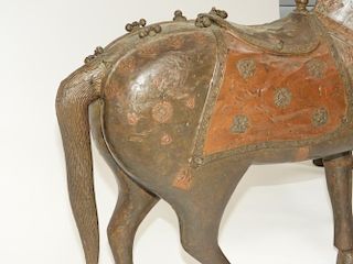 PR Thai SE Asian Copper Repousse Horse Sculptures