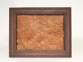 Thai SE Asian Carved Hardwood Relief Plaque