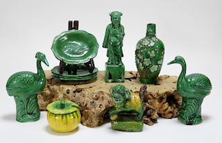 10 Chinese Porcelain Sancai Glaze Miniature Figure