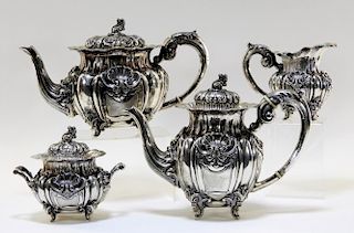 Italian F. Peruzzi 800 Silver Four Piece Tea Set