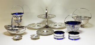 Sterling Silver Blue Glass Baskets and Trays