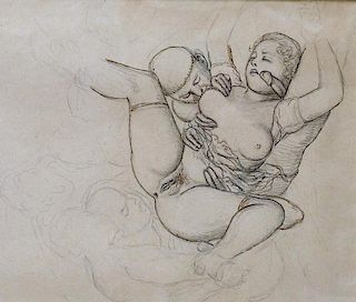Fameni Leporini Pencil Drawing of Nude Orgy