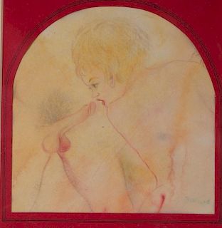 David Wilde Erotic Mixed Media Watercolor Painting