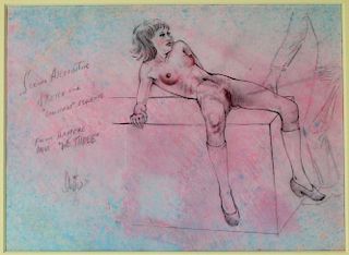 David Wilde Erotic Billiards Watercolor Painting