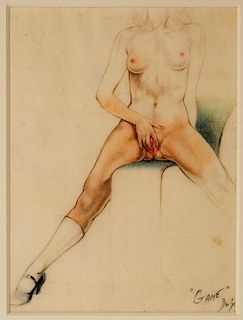 David Wilde Erotic Watercolor Nude Game Painting