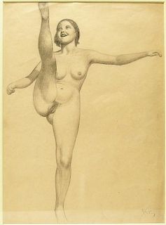 Fameni Leporini Erotic Drawing of Kicking Woman