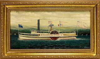 American Folk Crystal Stream Steamboat Painting