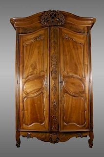 Palatial French Walnut Marriage Armoire From Arles