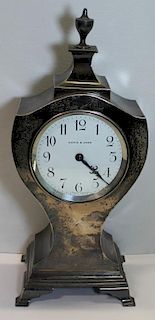 SILVER. Mappin & Webb Silver Mantle Clock.