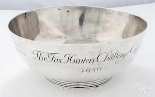 S. Kirk & Son sterling silver trophy bowl for The Fox Hunters Challenge Cup, 1940, 4 1/4'' h., 10 1/2