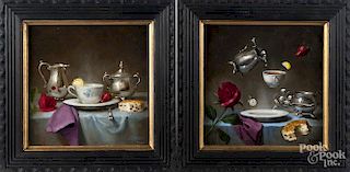 William Ewing III (American 20th c.), pair of oil on board still life's, signed lower right, 12'' x 1