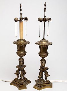 Pair of Bronze Empire-Style Lamps
