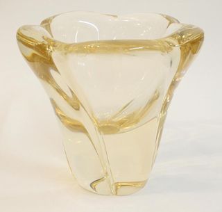 Rare Daum Champagne-Colored Crystal Vase