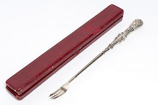 Ornate Silver Trident-Form Serving Fork