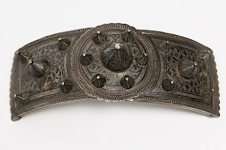 Circassian/Caucasian Silver Niello Belt Buckle