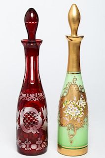 2 Bohemian Glass Decanters