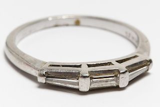 Platinum & Triple Baguette Diamond Ring