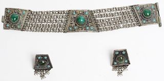 Israeli Silver & Eilat Stone Bracelet & Earrings