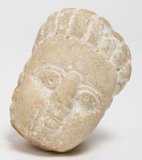 Ancient-Style Limestone Carving of a Head