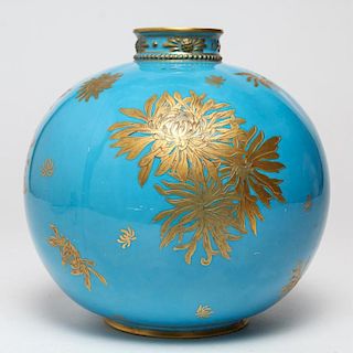 Crown Derby Japonisme Turquoise & Gilt Vase