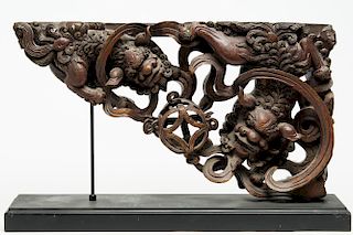 Chinese Hand-Carved Wood Architectural Bracket