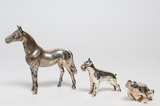 3 Sterling Silver-Clad Animal Figurines