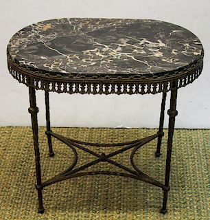 Attrib. Oscar Bach- Bronze & Marble Top Table