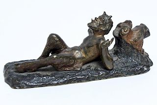 After Franz Xavier Bergmann- Bronze Satyr Figure