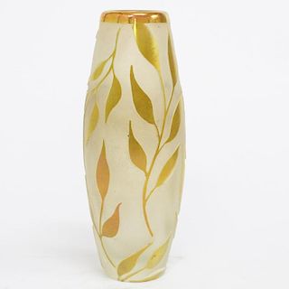 Signed "Coni" Gilt Art Glass Vase