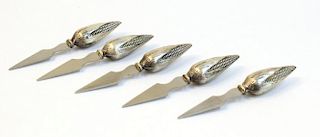 Set of 5 Sterling Silver Corn Holders