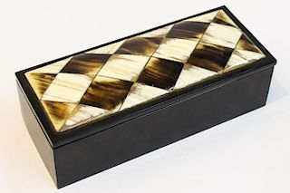 Valentino 1970s Italian Tessellated Horn Tile Box