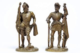 Pair of Bronze Knight or Conquistador Sculptures