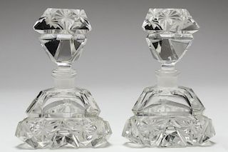 Pair of Cut Crystal Perfume Bottles