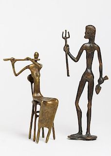 2 Mid-Century Modern Figural Brass Sculptures