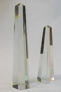 2 Venini Italian Murano Glass Tabletop Obelisks