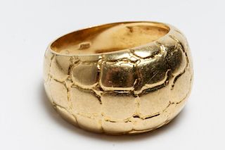 Italian 14K Gold Modernist Textured Ring