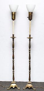 Pair of Gilded Bronze Standing Lamps