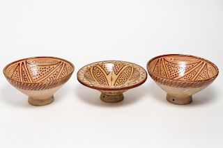 3 Hand-Painted Moroccan Pottery Bowls
