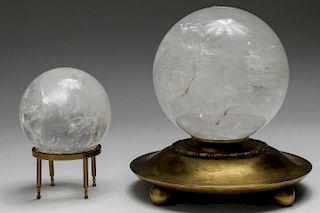 2 Cloudy Quartz Crystal Globes
