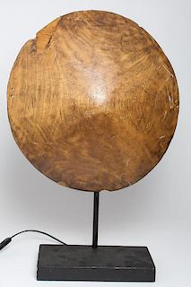 Antique Turned Wood Bowl Table Lamp