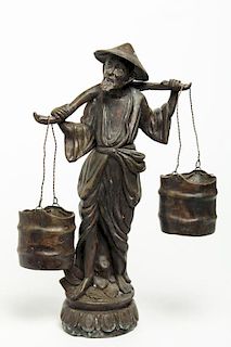 Japanese-Style Bronze Sculpture of a Man