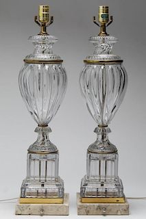 Pair of Pressed Crystal Lamps