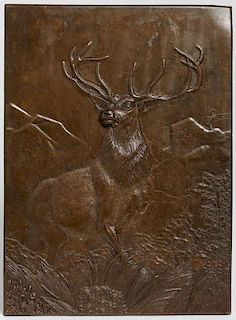 Vintage Bronze Plaque, "The Monarch of the Glen"